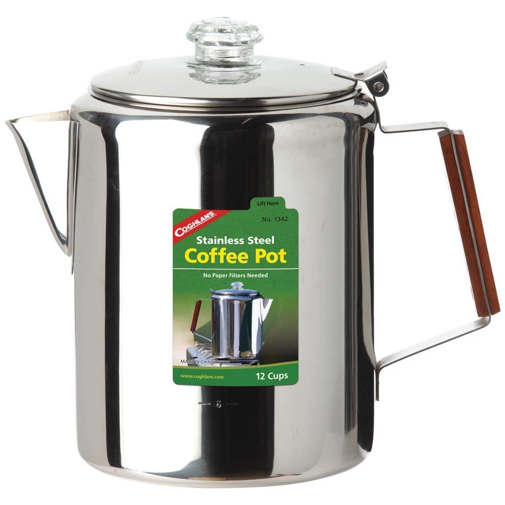 Coghlans 12 Cup Stainless Steel Coffee Pot camouflage.ca