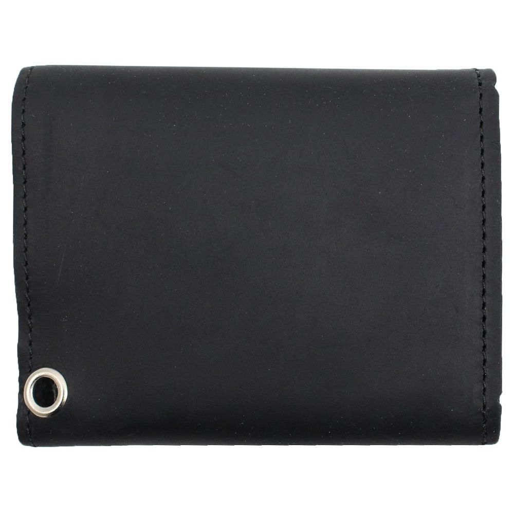 Leather Tri-Fold Wallet with Chain - Black | camouflage.ca