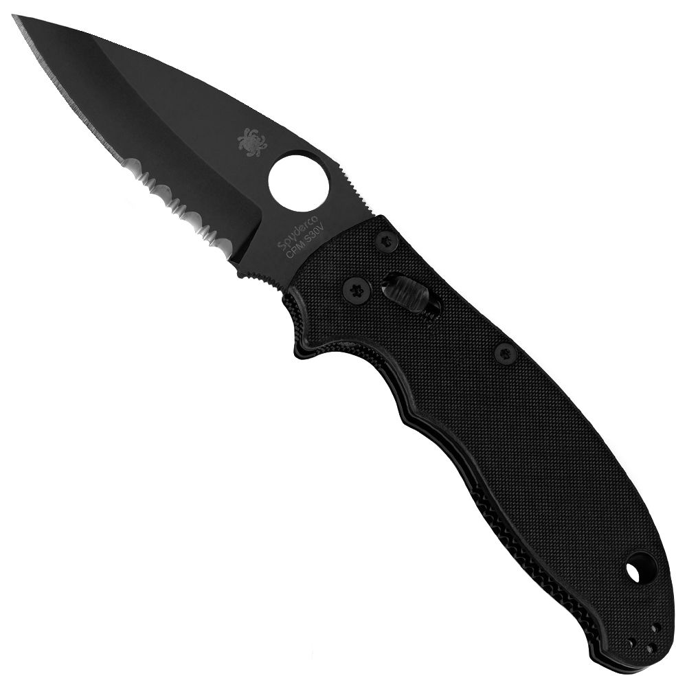 Spyderco Manix2 G-10 Black Blade Combo Edge Folding Knife | camouflage.ca