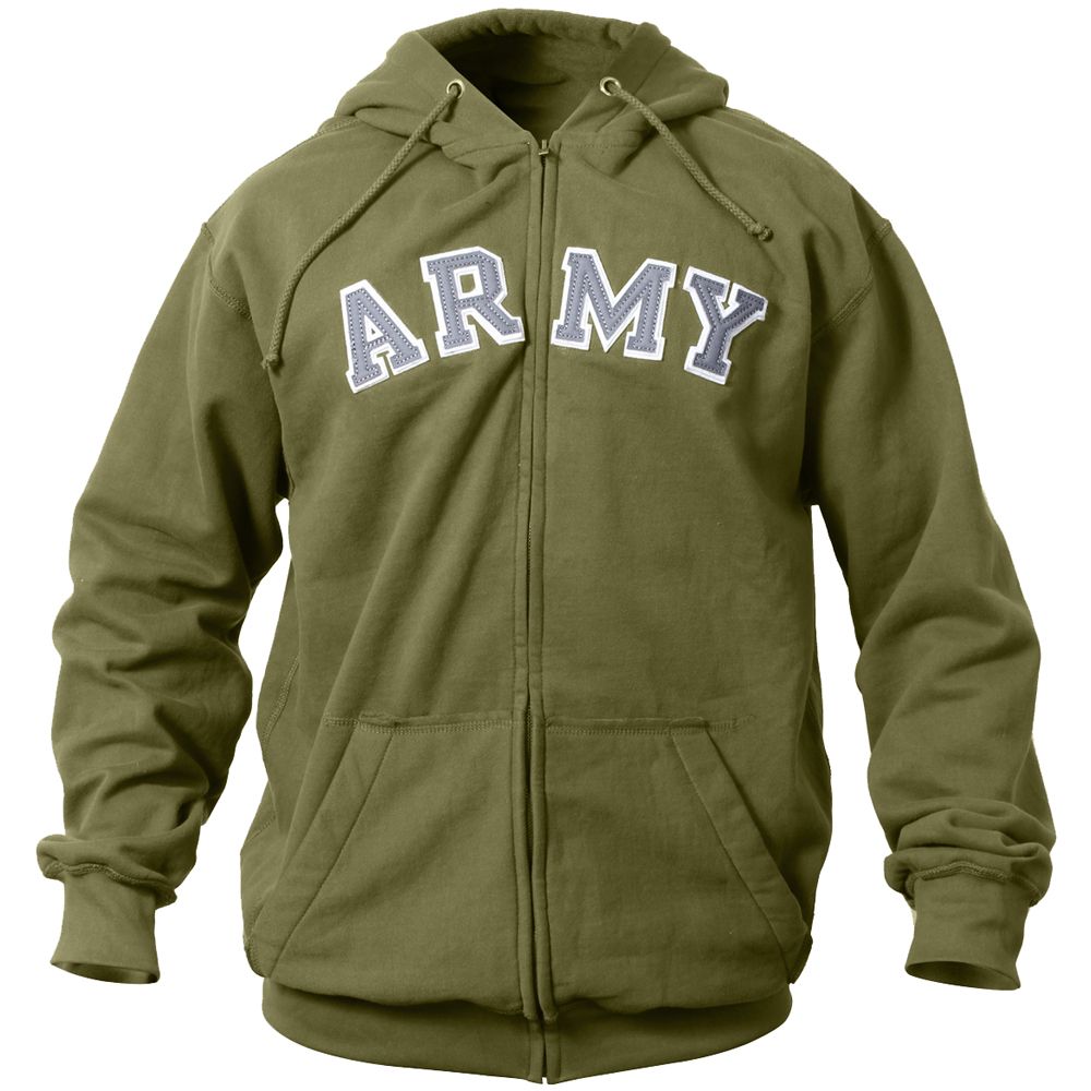 Mens Vintage Army Zipper Hooded Sweatshirt | Camouflage.ca