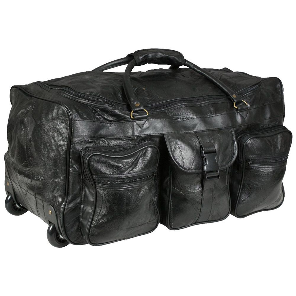 Leather Patchwork Wheeled Duffle Bag | Camouflage.ca