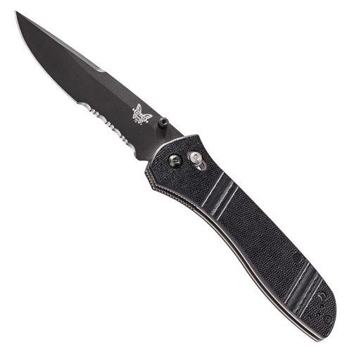 Benchmade 3.90 Inch Black D2 Combo Blade Folding Knife