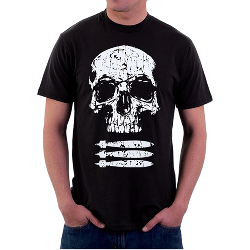 Black Ink Design Skull & Bombs Graphic T-Shirt