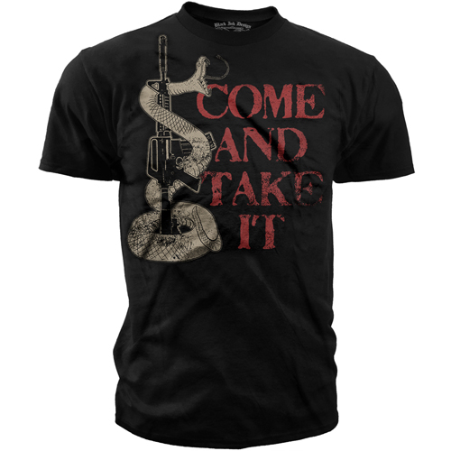 Black Ink Design Snake and Rifle T-Shirt