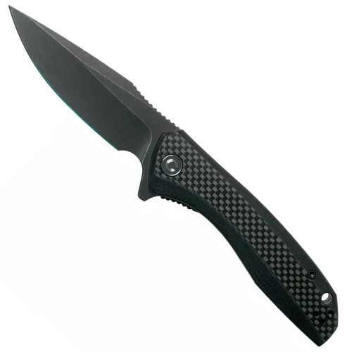 Baklash Folding Knife - Twill Carbon Fiber Overlay on Black G10 Handle