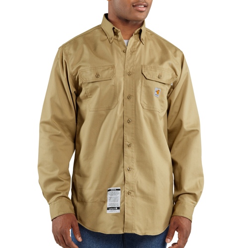 Men's Flame-Resistant Loose Fit Midweight Twill Shirt with Pocket Flap