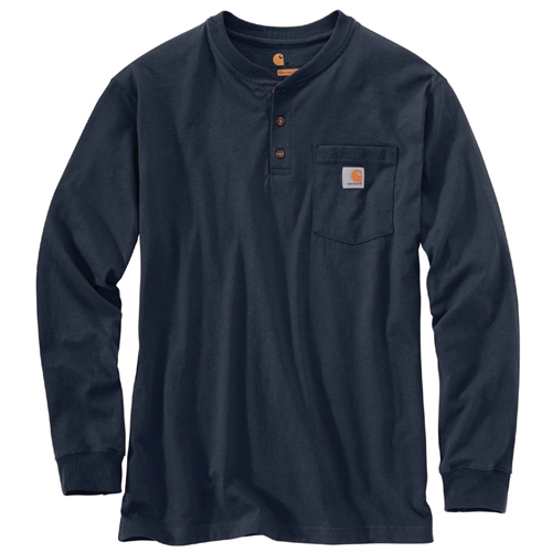 Loose Fit Heavyweight Long-Sleeve Pocket Henley T-Shirt
