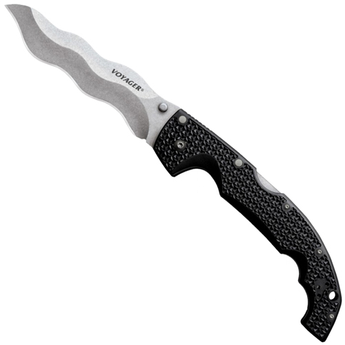 Voyager Tri-Ad Lock Kris Style Blade Folding Knife