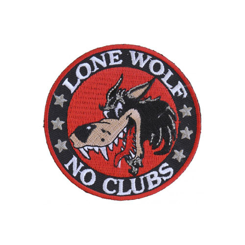 Lone Wolf No Clubs Biker Patch - 3 inch