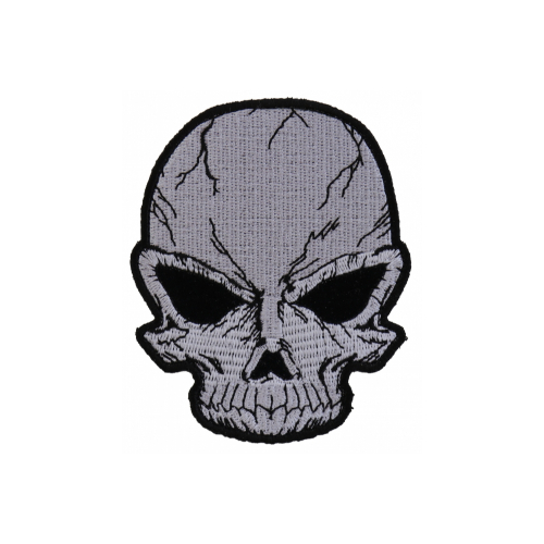 Small Cracked Skull Patch Grey 