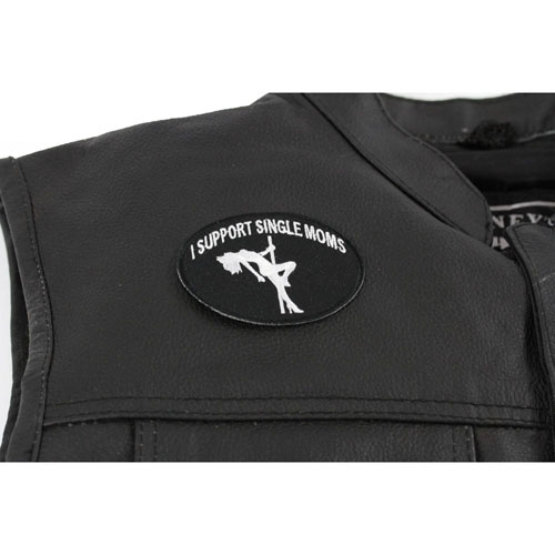 I Support Single Moms Funny Biker Patch 3x2.25 Inch