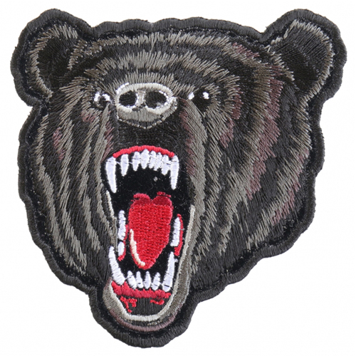 Small Black Bear Biker Patch - 3.5x4 Inch