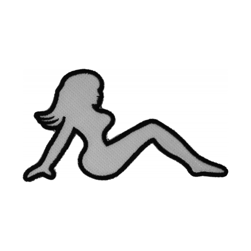MudFlap Girl Patch In White Facing Right 