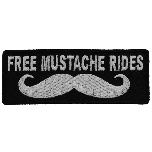 Free Mustache Rides Patch - 4x1.5 Inch
