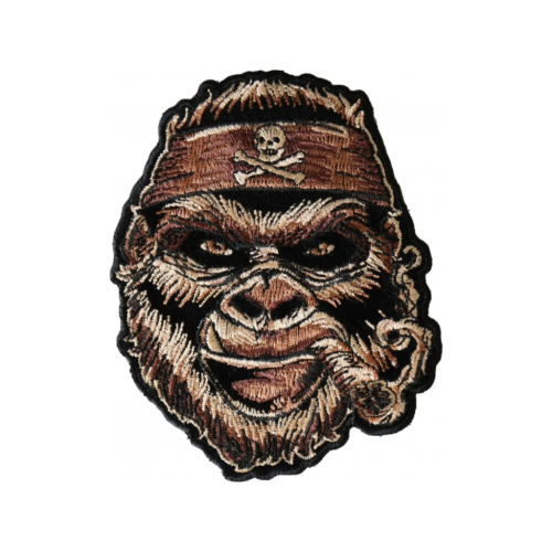 Cigar Gorilla Patch with Skull Headwrap 3.5x4.4 inch