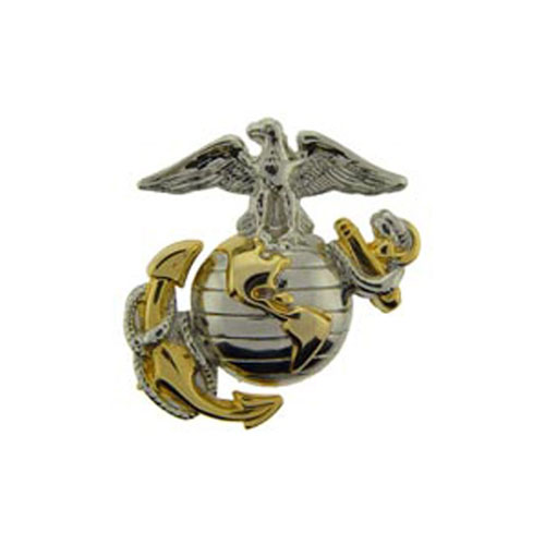 1 1/8 Inch USMC Gold And Silver Emblem Pin