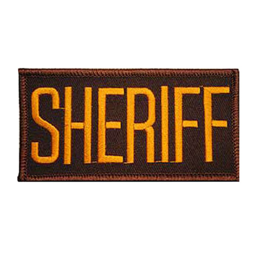 Eagle Emblems Sheriff Tab 2x4 Inch Gold Brown Patch