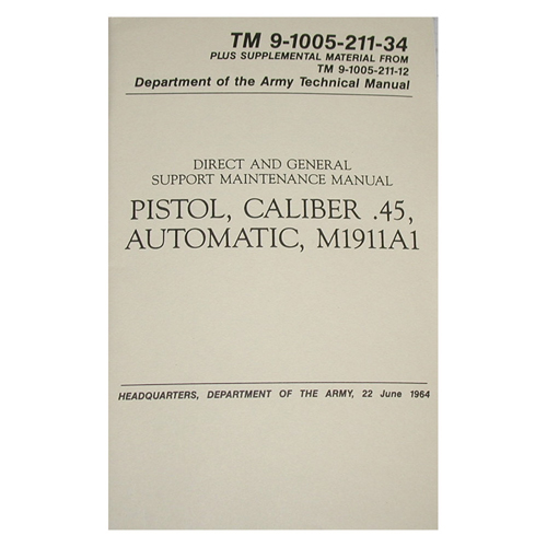Military Issue Field Manuals - gun Caliber 45 Automatic  M1911A1