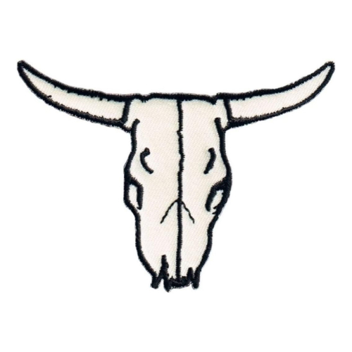 3.5 Inch Black On White Cow Skull Patch
