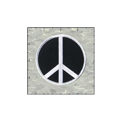 Peace Sign 3 Inches White on Black Patch