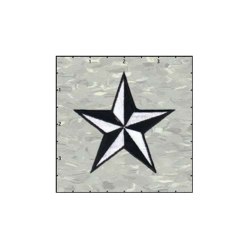 Star 3-D 3 Inches White And Black Patch