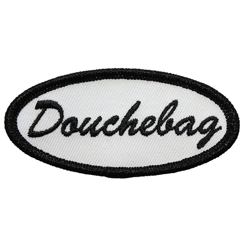 Fuzzy Dude Douchebag Name Tag Patch