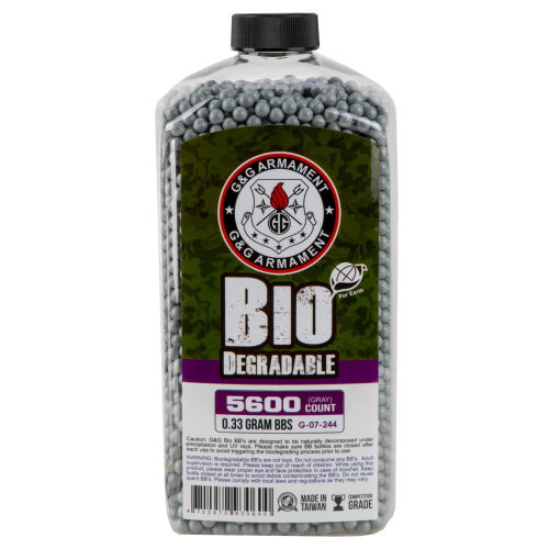 G&G Bio Degradable 0.33g Grey Airsoft BB Can - 5600 ct.