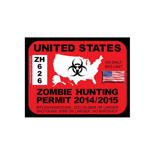USA Zombie Hunting permit Bumper Sticker