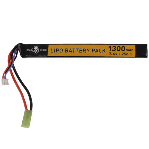7.4V 1300mAh 25C LiPo Stick Airsoft Battery