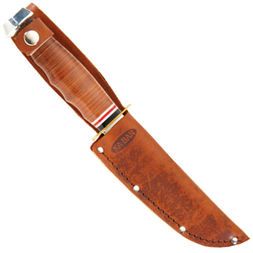 Marine Hunter Stacked Leather Handle Fixed Blade Knife