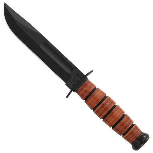 Short Leather Handle Fixed Blade Knife
