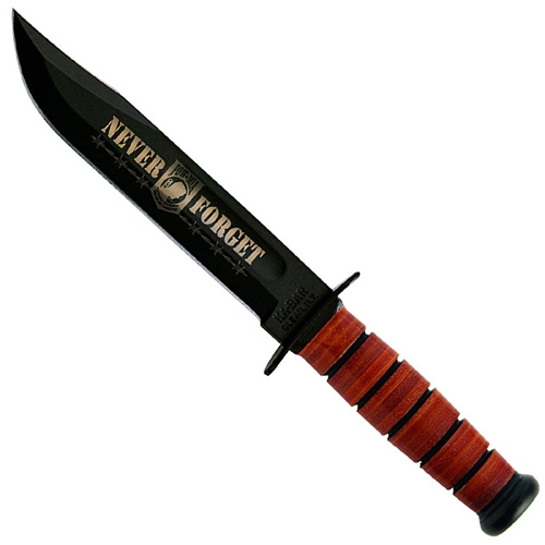 Ka-Bar POW MIA Commemorative Fighting Knife w/ Leather Sheath