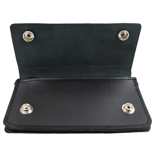 6 Inch Leather Biker Wallet - Black