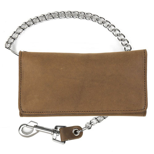 Bi-Fold Wallet with Chain - Brown