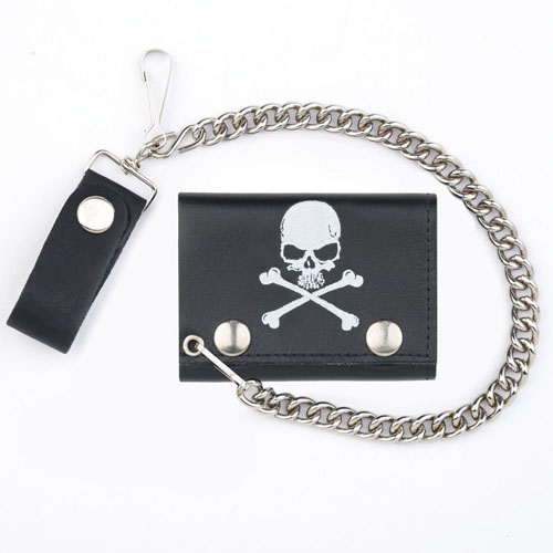 Tri-Fold Wallet with Chaine Skull & Crossbones