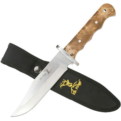 Elk Ridge Burl Wood Handle Fixed Knife