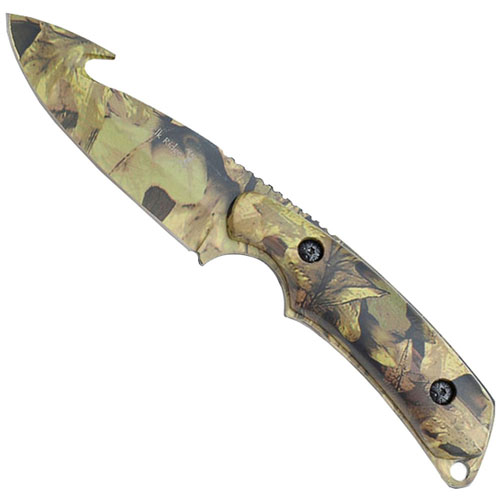 Elk Ridge 116 Camo Coated Gut Hook Blade Knife 