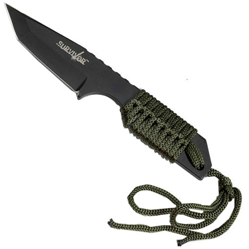 7 Inch Survival Black Tanto Fixed Blade Knife