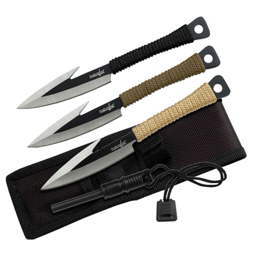 Survivor Dual Tone Spear Throwing Knife 3 Pcs Set