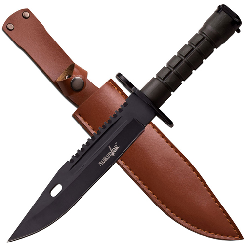 Survivor 7.7 Inch Fixed Black Blade Knife