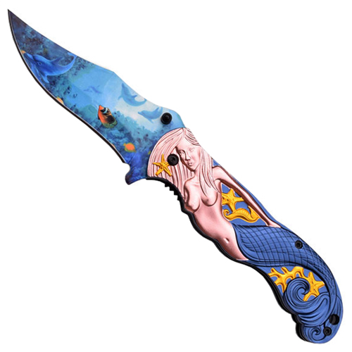 Masters Collection 3D Sculpted Mermaid Folding Knife