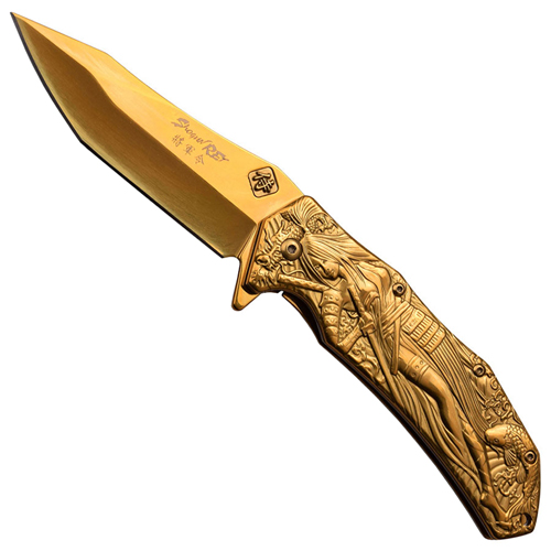 Masters Collection Sculpted Art On Handle Folding Knife