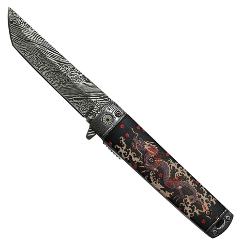 Masters Collection Dragon Pattern Handle Folding Knife