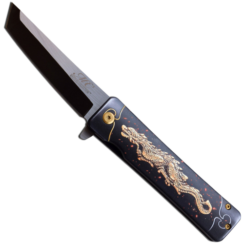 Embossed Dragon Graphic Folding Knife