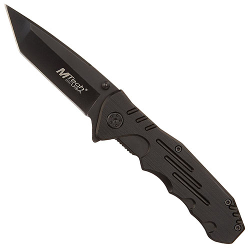 Brushed Metal Black Tactical Folding Knife