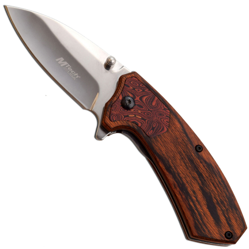 MTech Usa  MT-A1163BR Folding Knife - Brown Wood Handle 