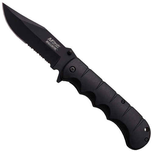 A895BS Rubber Handle Folding Knife - Black