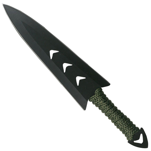 Perfect Point Green Cord Wrap Throwing Knife 6 Pcs Set