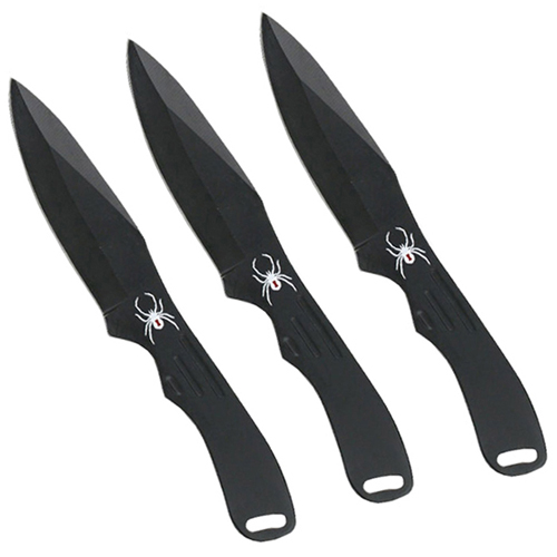 Perfect Point Spider Printed 8 Inch Throwing Knife - 3 Pcs Set