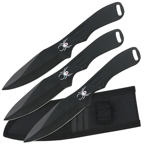 Perfect Point Spider Printed 8 Inch Throwing Knife - 3 Pcs Set
